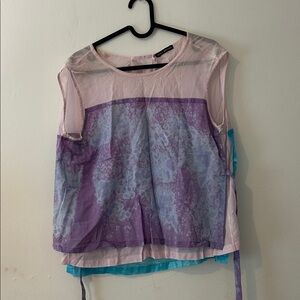 Issey Miyake Pink Purple Blue Tank Top with Splatter Tie Dye